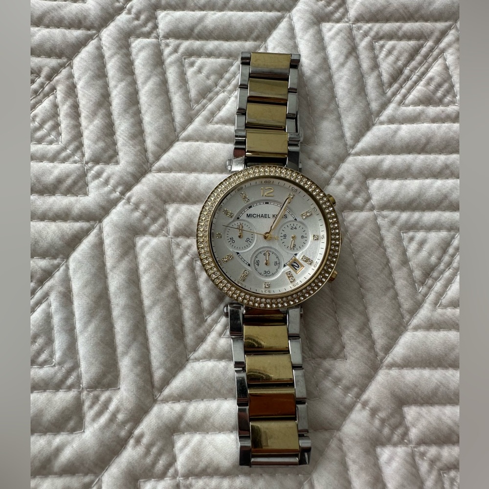 Michael Kors Women’s Gold Bracelet Watch With Rhinestones